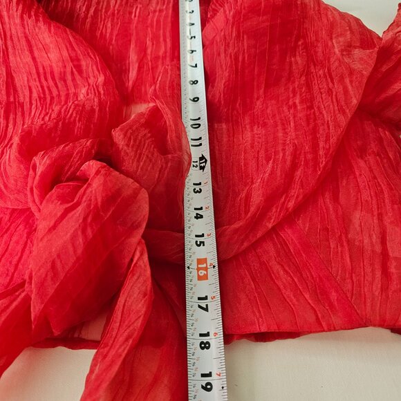 Red Dress Jacket Women's Cropped Translucent Fabric Undersized Sleeve - Picture 8 of 9